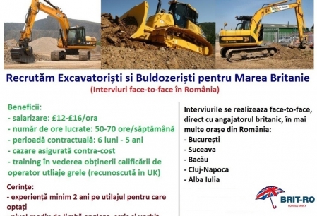 Anunt Imagine - FARA COMISION- Excavatoristi si buldozeristi pentru Anglia